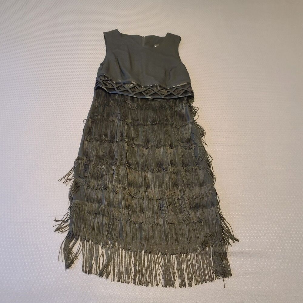 Vintage Brioche California Black Flapper Dress Tassels And Sequin Size 7/8
